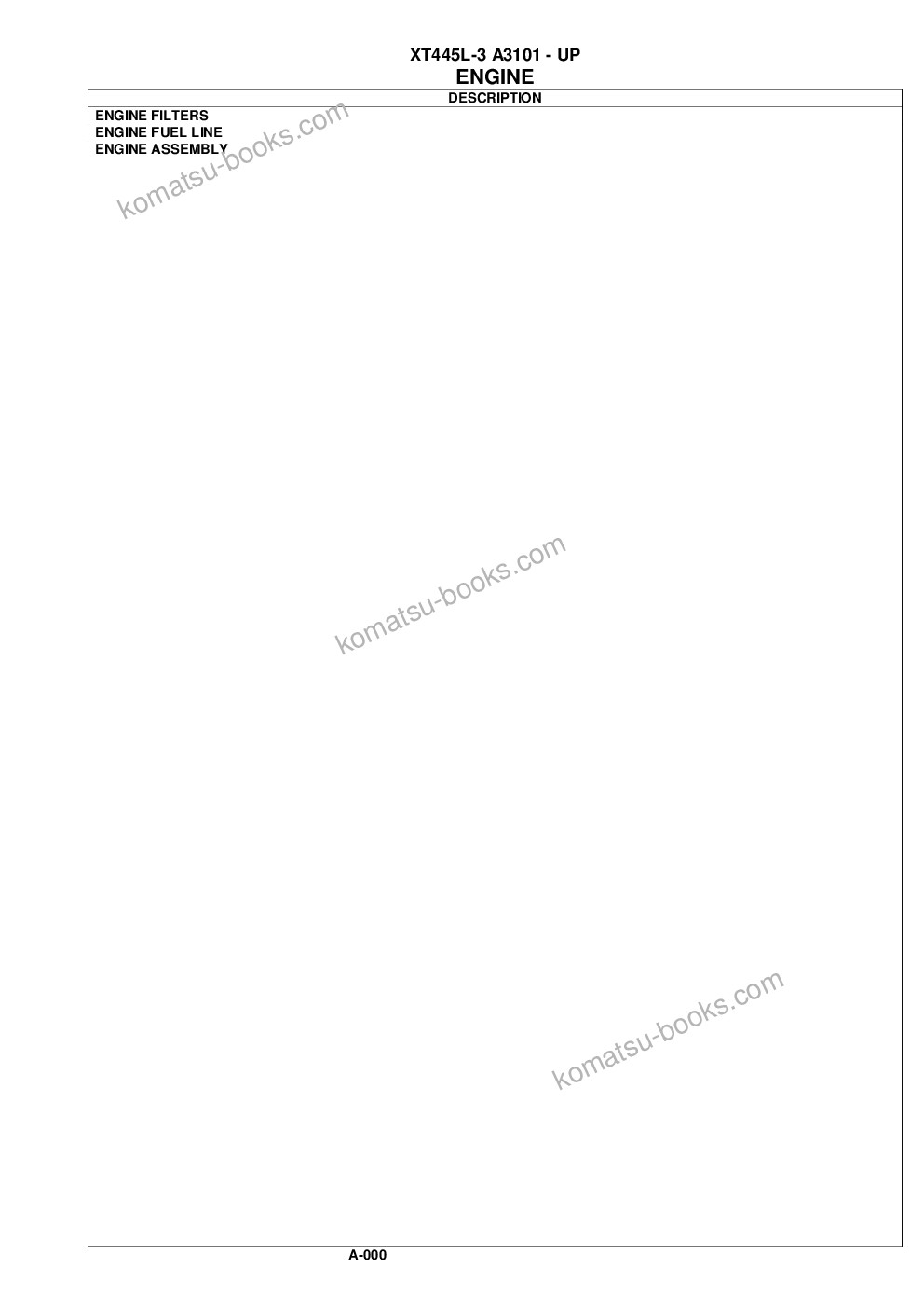 Komatsu xt445l-3 a3101 - up Parts catalog cover Page 2 Komatsu xt445l-3 a3101 - up Parts catalog cover Page 2