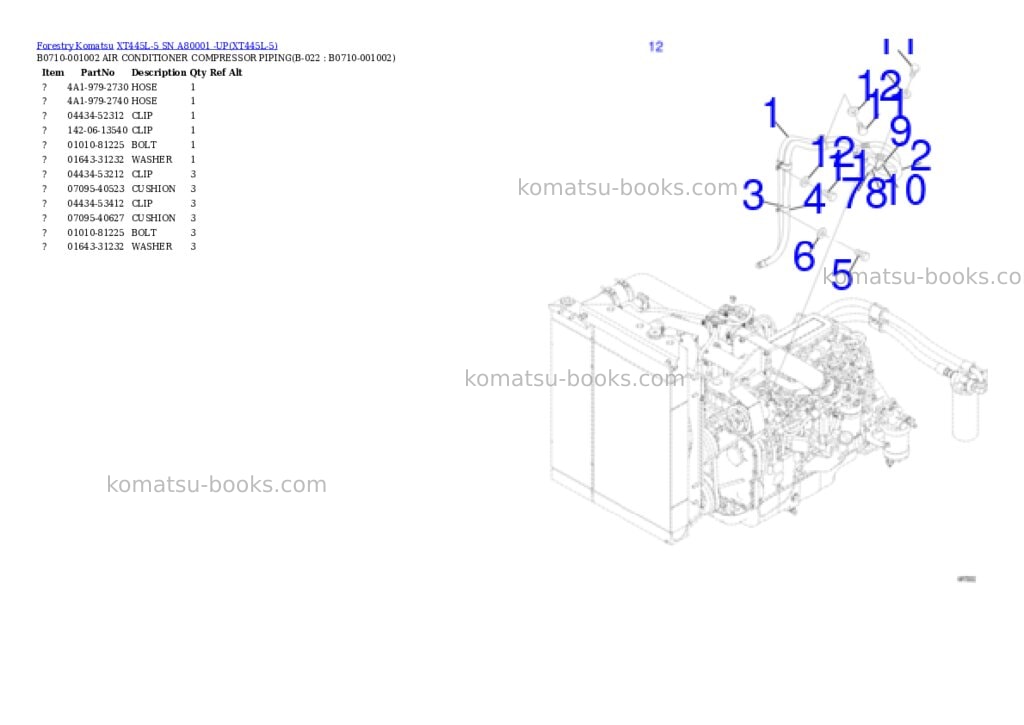 Komatsu xt445l-5 sn a80001 -up Parts catalog cover Page 10 Komatsu xt445l-5 sn a80001 -up Parts catalog cover Page 10