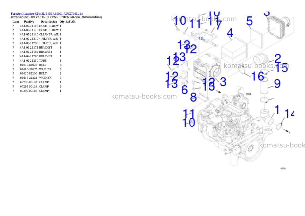 Komatsu xt445l-5 sn a80001 -up Parts catalog cover Page 2 Komatsu xt445l-5 sn a80001 -up Parts catalog cover Page 2