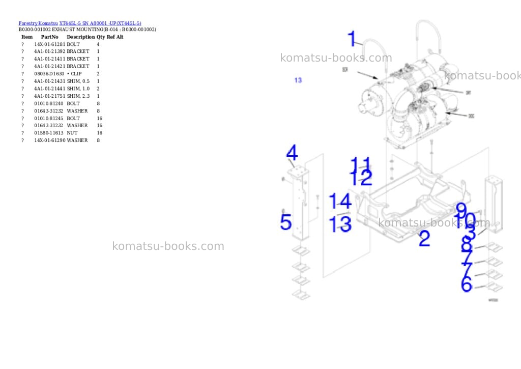 Komatsu xt445l-5 sn a80001 -up Parts catalog cover Page 6 Komatsu xt445l-5 sn a80001 -up Parts catalog cover Page 6