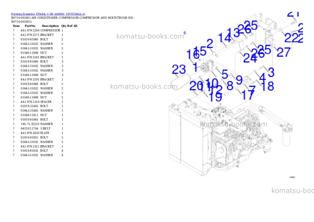 Komatsu xt445l-5 sn a80001 -up Parts catalog cover Page 9 Komatsu xt445l-5 sn a80001 -up Parts catalog cover Page 9