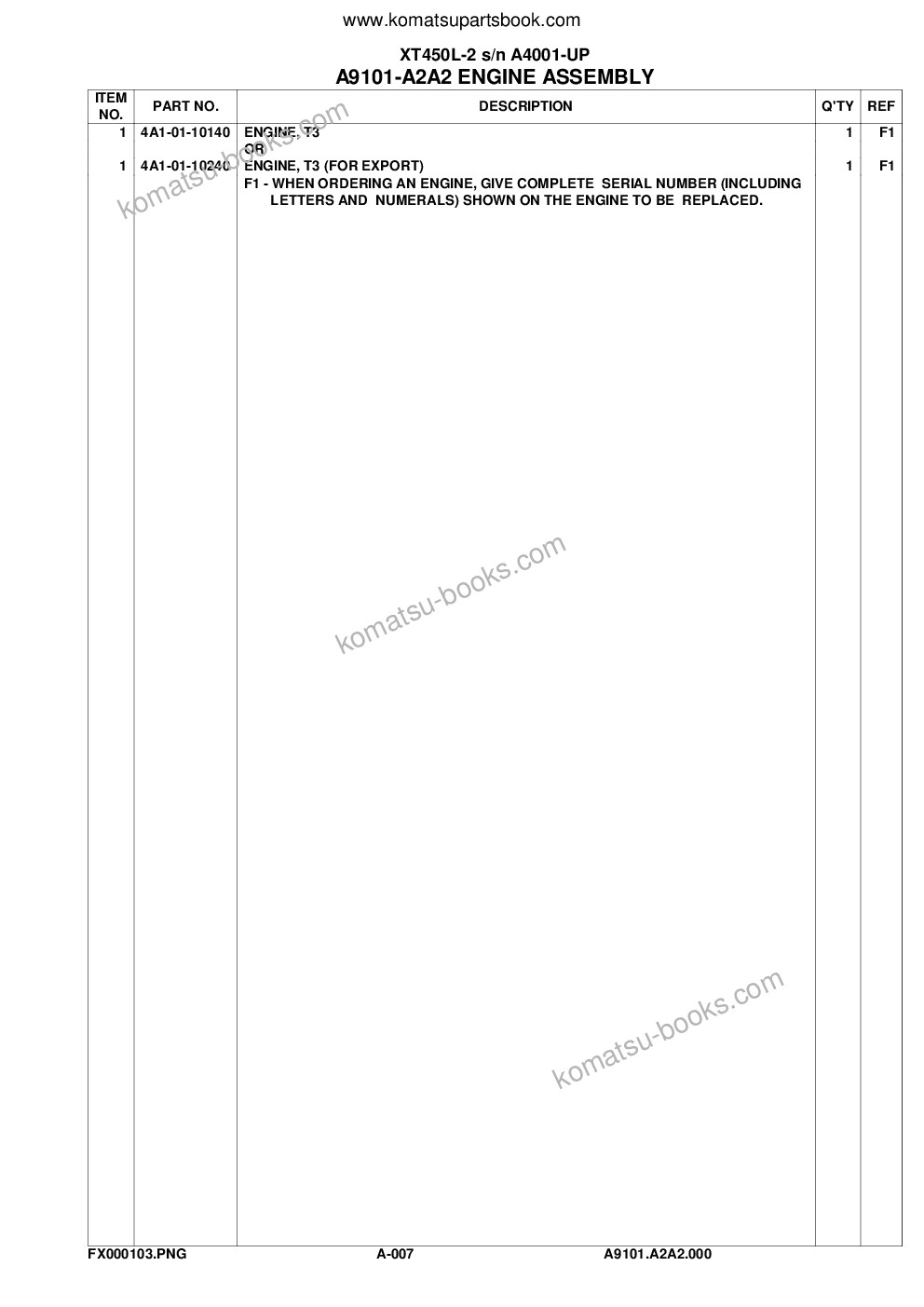 Komatsu xt450l-2 s/n a4001-up Parts catalog cover Page 10