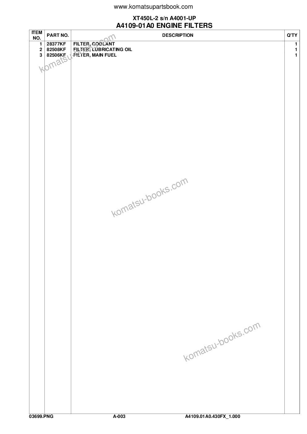 Komatsu xt450l-2 s/n a4001-up Parts catalog cover Page 6