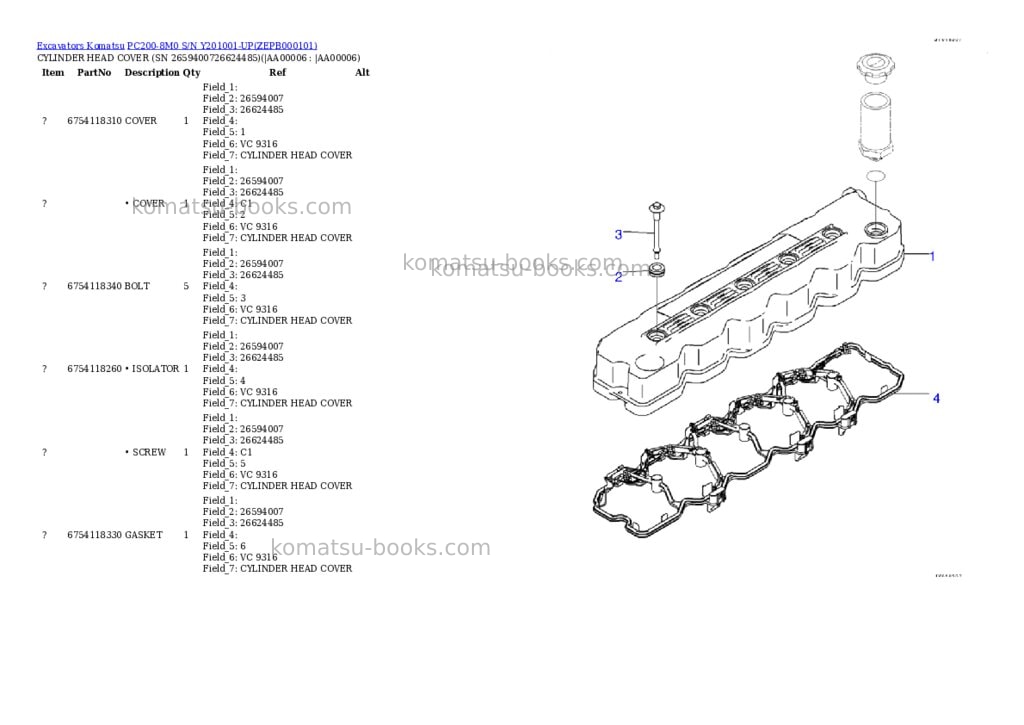 Komatsu PC200-8M0 S/N Y201001-UP Parts catalog cover Page 5 Komatsu PC200-8M0 S/N Y201001-UP Parts catalog cover Page 5