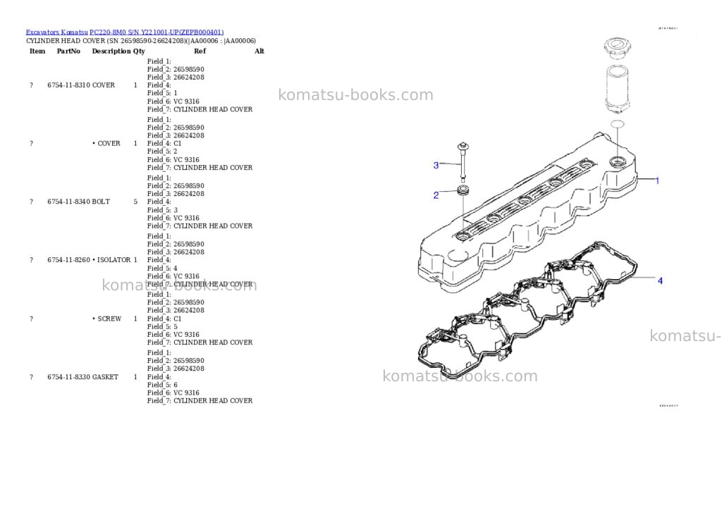 Komatsu PC220-8M0 S/N Y221001-UP Parts catalog cover Page 5