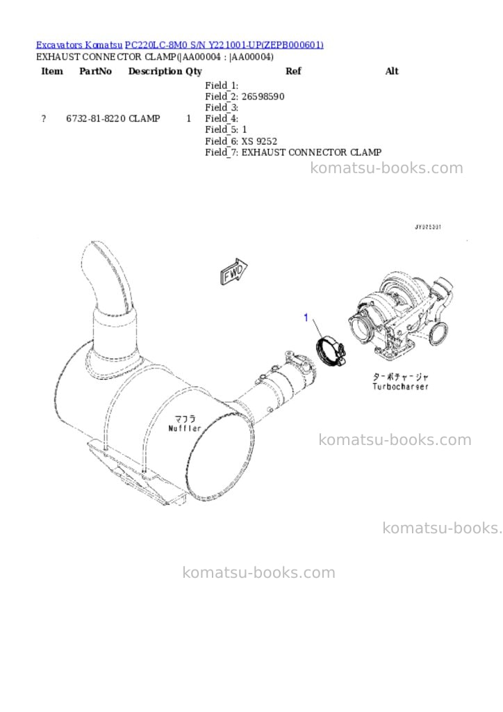 Komatsu PC220LC-8M0 S/N Y221001-UP Parts catalog cover Page 3