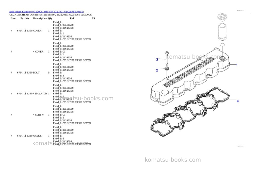 Komatsu PC220LC-8M0 S/N Y221001-UP Parts catalog cover Page 5