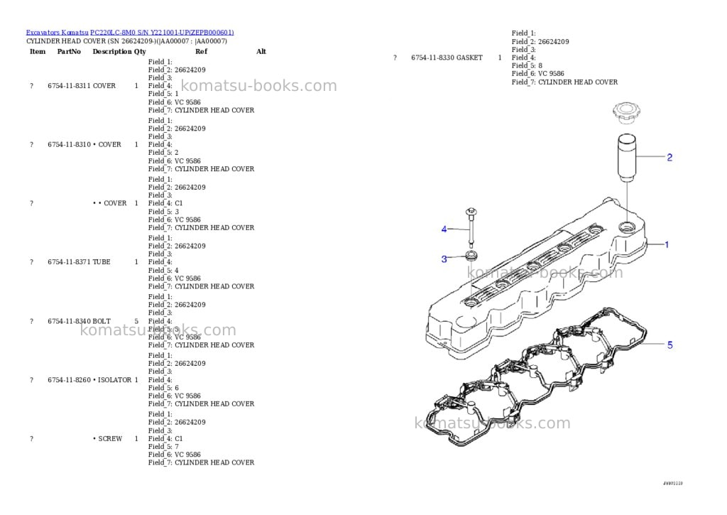 Komatsu PC220LC-8M0 S/N Y221001-UP Parts catalog cover Page 6