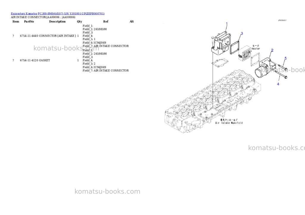 Komatsu PC300-8M0(6d107) S/N Y301001-UP Parts catalog cover Page 4