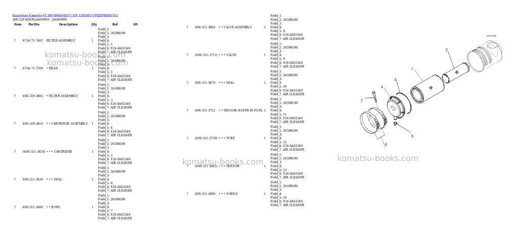 Komatsu PC300-8M0(6d107) S/N Y301001-UP Parts catalog cover Page 7