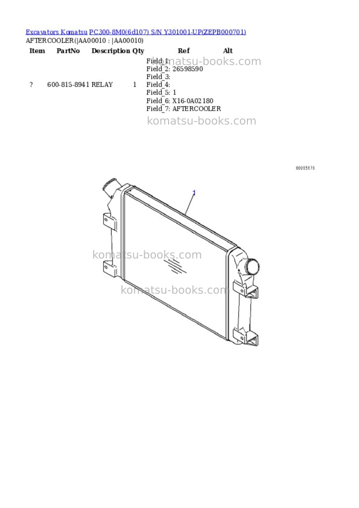 Komatsu PC300-8M0(6d107) S/N Y301001-UP Parts catalog cover Page 8