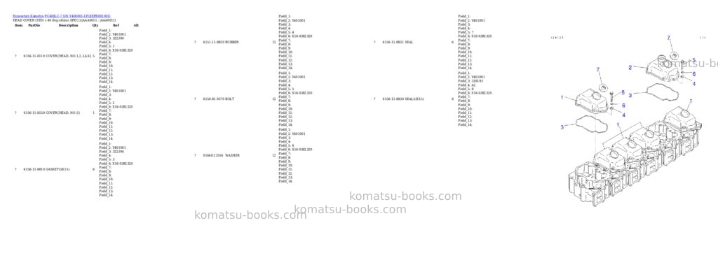 Komatsu PC400LC-7 S/N Y400001-UP Parts catalog cover Page 10 Komatsu PC400LC-7 S/N Y400001-UP Parts catalog cover Page 10