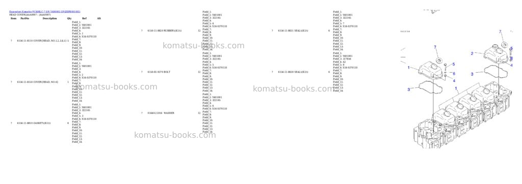Komatsu PC400LC-7 S/N Y400001-UP Parts catalog cover Page 6 Komatsu PC400LC-7 S/N Y400001-UP Parts catalog cover Page 6