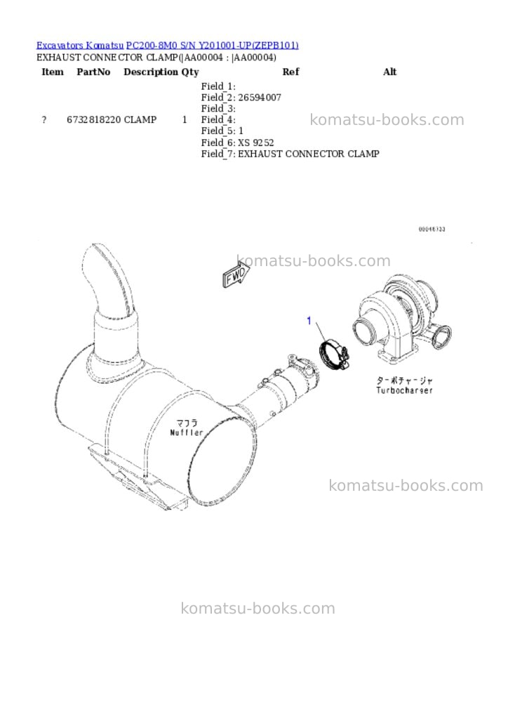 Komatsu pc200-8m0 s/n y201001-up Parts catalog cover Page 3 Komatsu pc200-8m0 s/n y201001-up Parts catalog cover Page 3