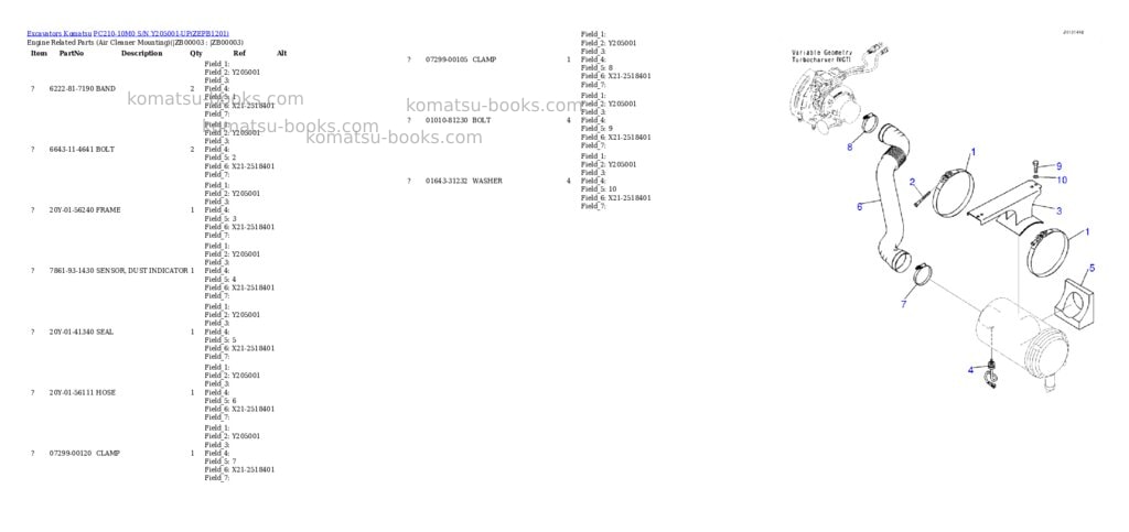Komatsu PC210-10M0 S/N Y205001-UP Parts catalog cover Komatsu PC210-10M0 S/N Y205001-UP Parts catalog cover