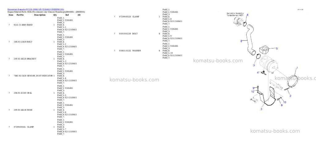 Komatsu PC210-10M0 S/N Y205001-UP Parts catalog cover Page 2 Komatsu PC210-10M0 S/N Y205001-UP Parts catalog cover Page 2