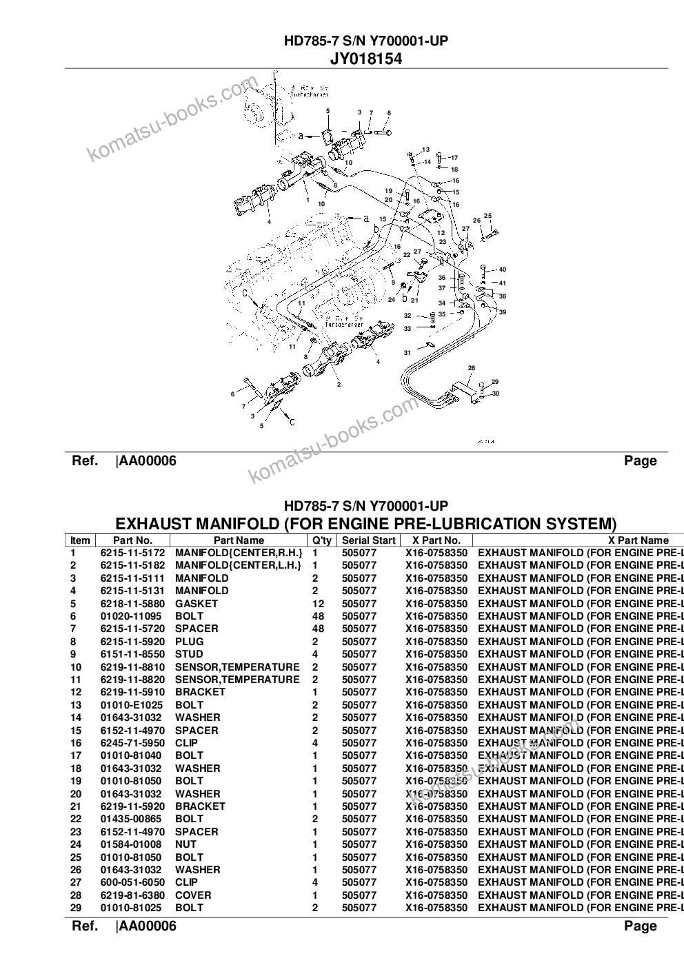 Komatsu hd785-7 s/n y700001-up Parts catalog cover Page 10