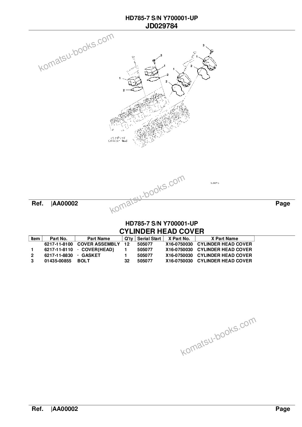 Komatsu hd785-7 s/n y700001-up Parts catalog cover Page 4