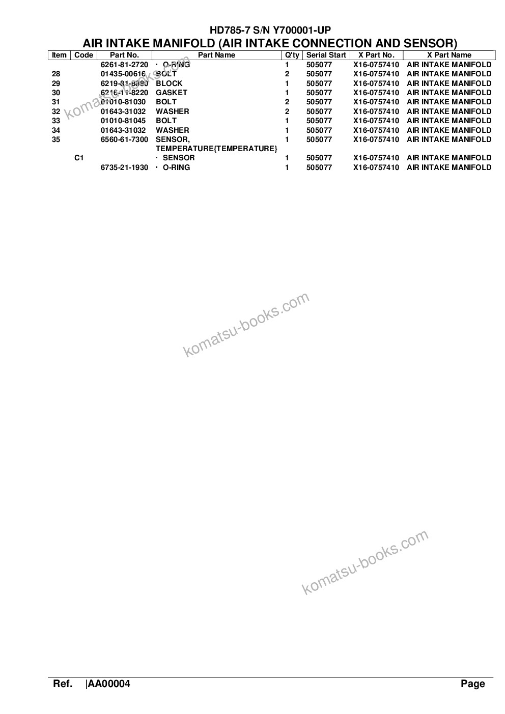 Komatsu hd785-7 s/n y700001-up Parts catalog cover Page 7