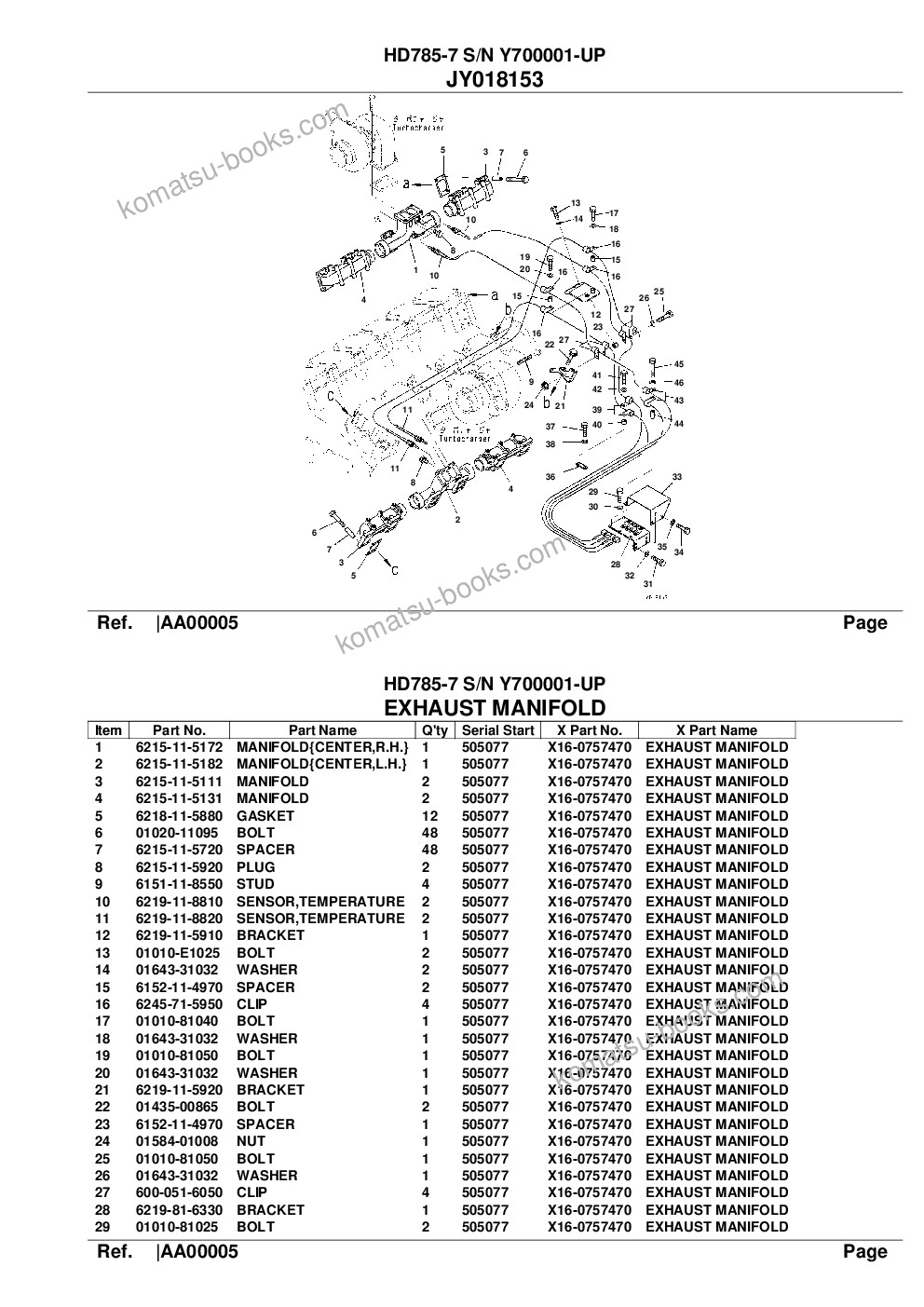 Komatsu hd785-7 s/n y700001-up Parts catalog cover Page 8