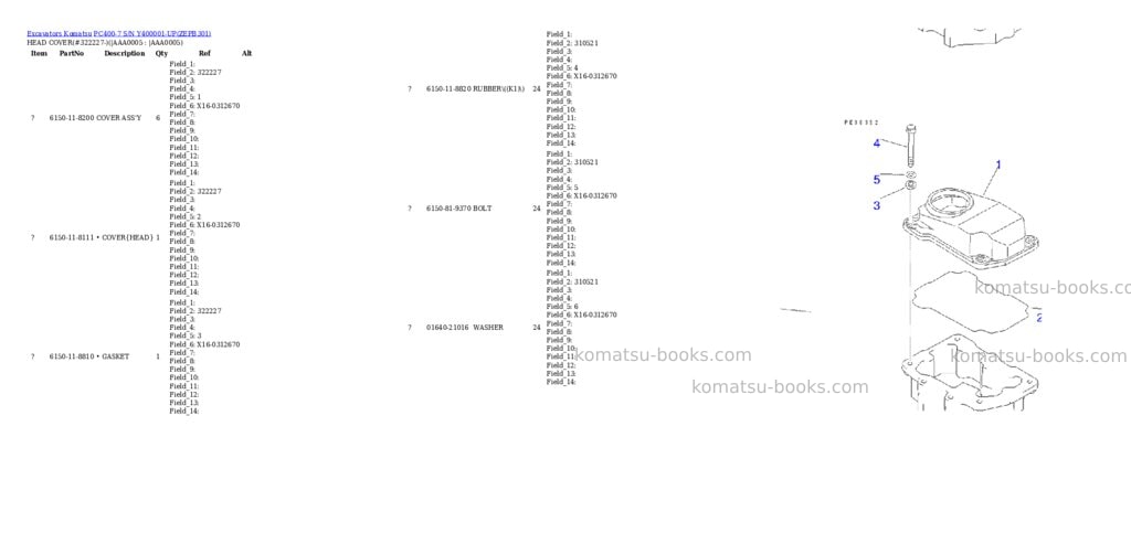 Komatsu pc400-7 s/n y400001-up Parts catalog cover Page 4