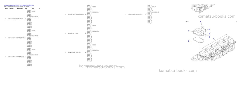Komatsu pc400-7 s/n y400001-up Parts catalog cover Page 8
