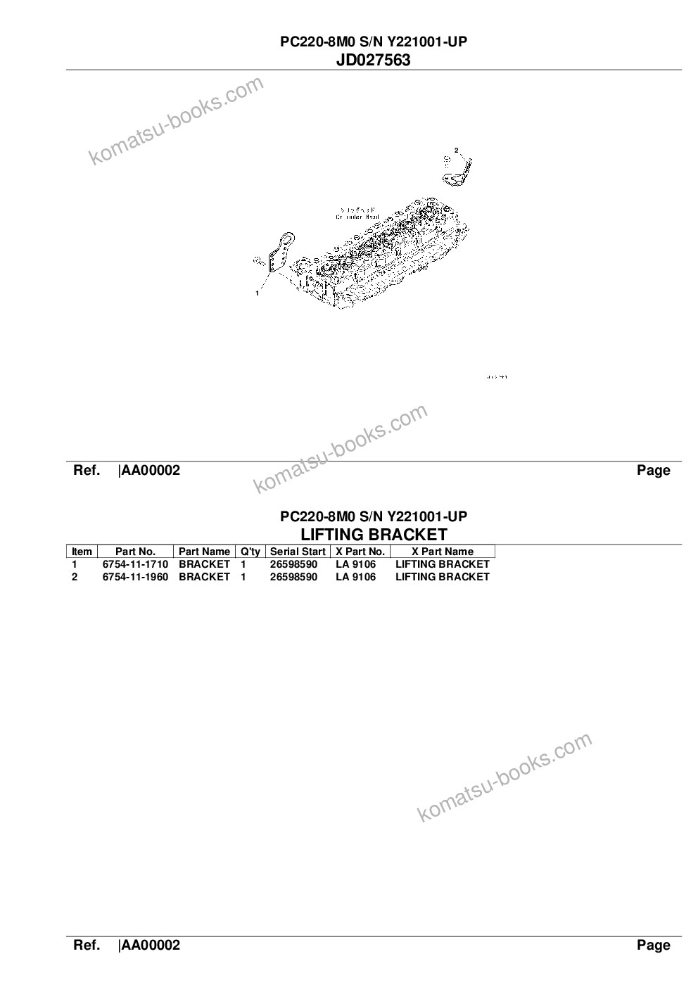 Komatsu pc220-8m0 s/n y221001-up Parts catalog cover Page 3 Komatsu pc220-8m0 s/n y221001-up Parts catalog cover Page 3