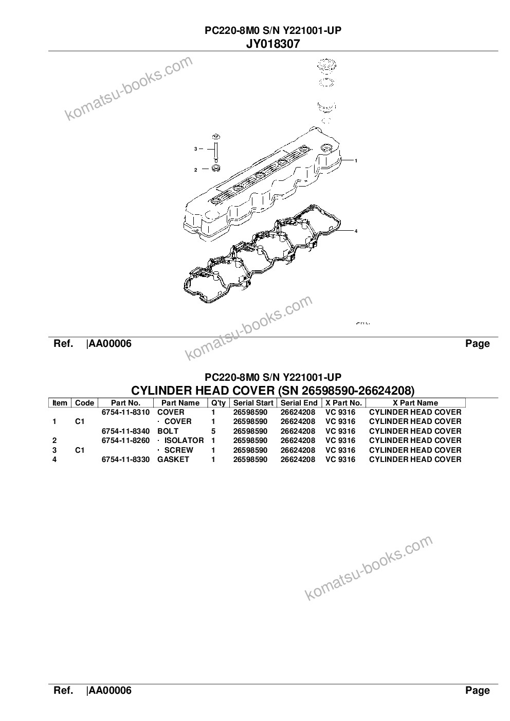 Komatsu pc220-8m0 s/n y221001-up Parts catalog cover Page 8 Komatsu pc220-8m0 s/n y221001-up Parts catalog cover Page 8