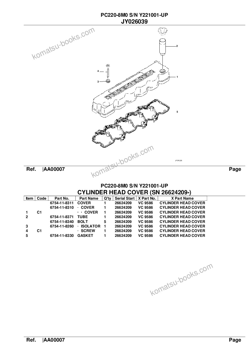 Komatsu pc220-8m0 s/n y221001-up Parts catalog cover Page 9 Komatsu pc220-8m0 s/n y221001-up Parts catalog cover Page 9
