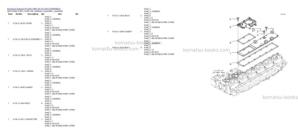Komatsu pc220lc-8m0 s/n y221001-up Parts catalog cover Page 8