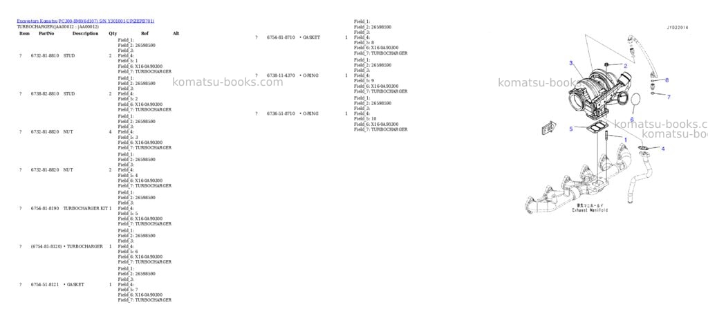 Komatsu pc300-8m0 s/n y301001-up Parts catalog cover Page 10 Komatsu pc300-8m0 s/n y301001-up Parts catalog cover Page 10