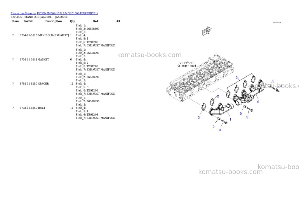 Komatsu pc300-8m0 s/n y301001-up Parts catalog cover Page 9 Komatsu pc300-8m0 s/n y301001-up Parts catalog cover Page 9