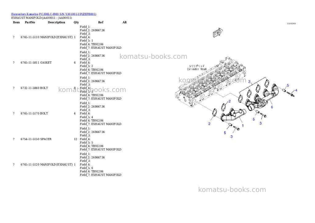 Komatsu pc300lc-8m0 s/n y301001-up Parts catalog cover Page 10