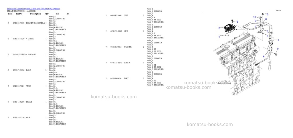 Komatsu pc300lc-8m0 s/n y301001-up Parts catalog cover Page 3