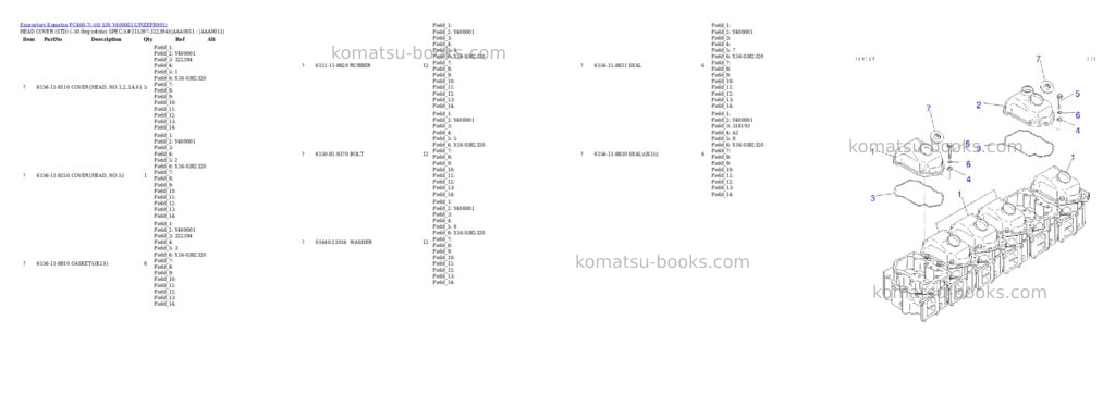 Komatsu pc400-7-50 s/n y400001-up Parts catalog cover Page 10 Komatsu pc400-7-50 s/n y400001-up Parts catalog cover Page 10