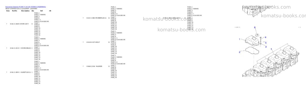 Komatsu pc400-7-50 s/n y400001-up Parts catalog cover Page 8 Komatsu pc400-7-50 s/n y400001-up Parts catalog cover Page 8