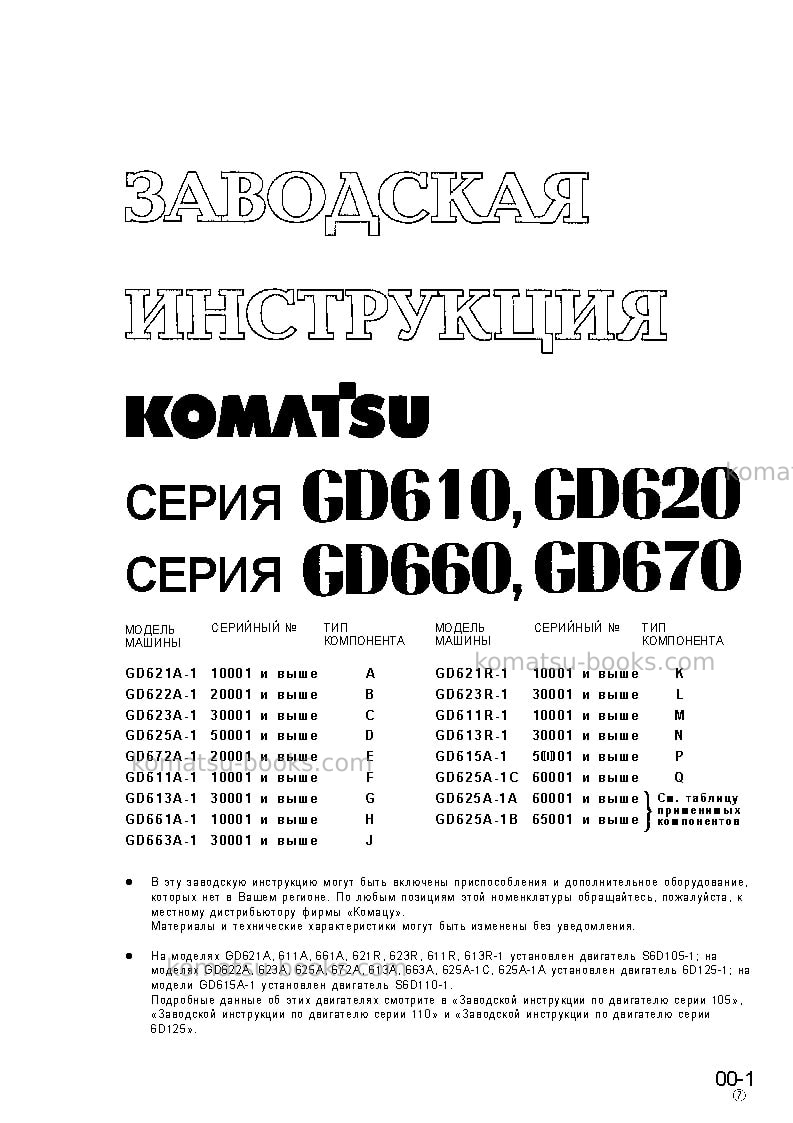 Komatsu gd623a-1jpn Ремонт и обслуживание обложка