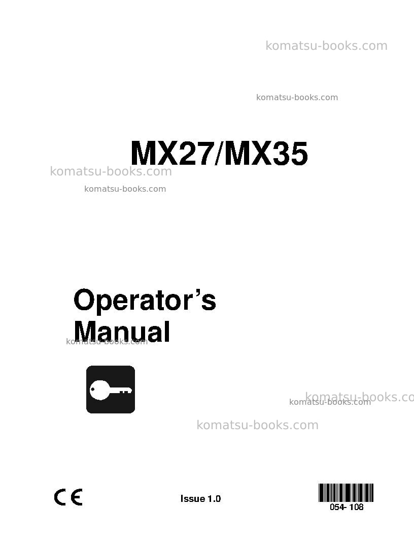 Komatsu mx35jpn Operation manual cover Komatsu mx35jpn Operation manual cover