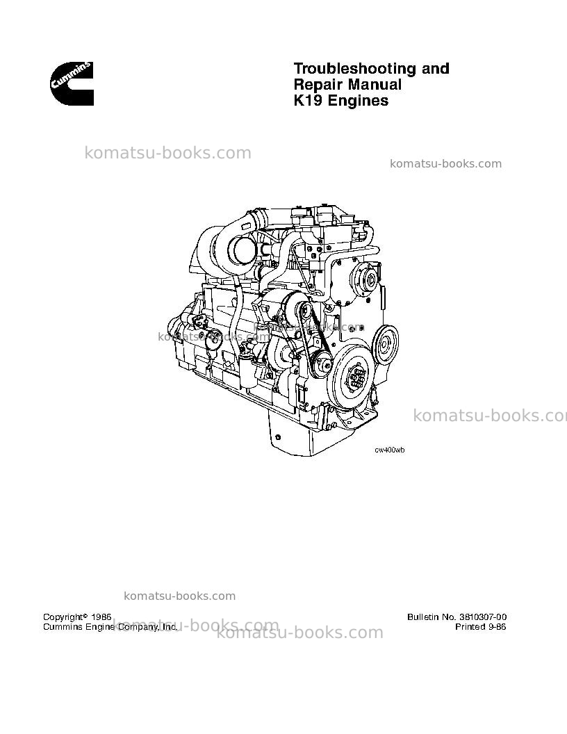 Komatsu k19usa Repair & maintenance cover Komatsu k19usa Repair & maintenance cover