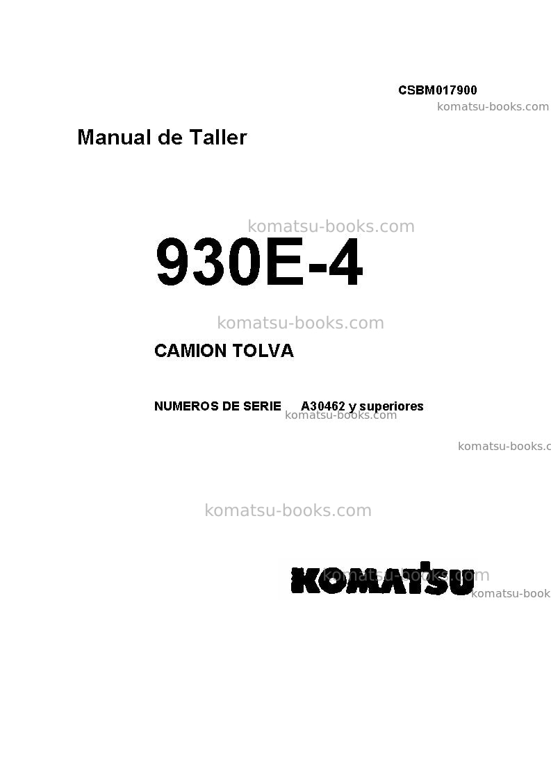 Komatsu 930e-4usa Reparación y mantenimiento cover