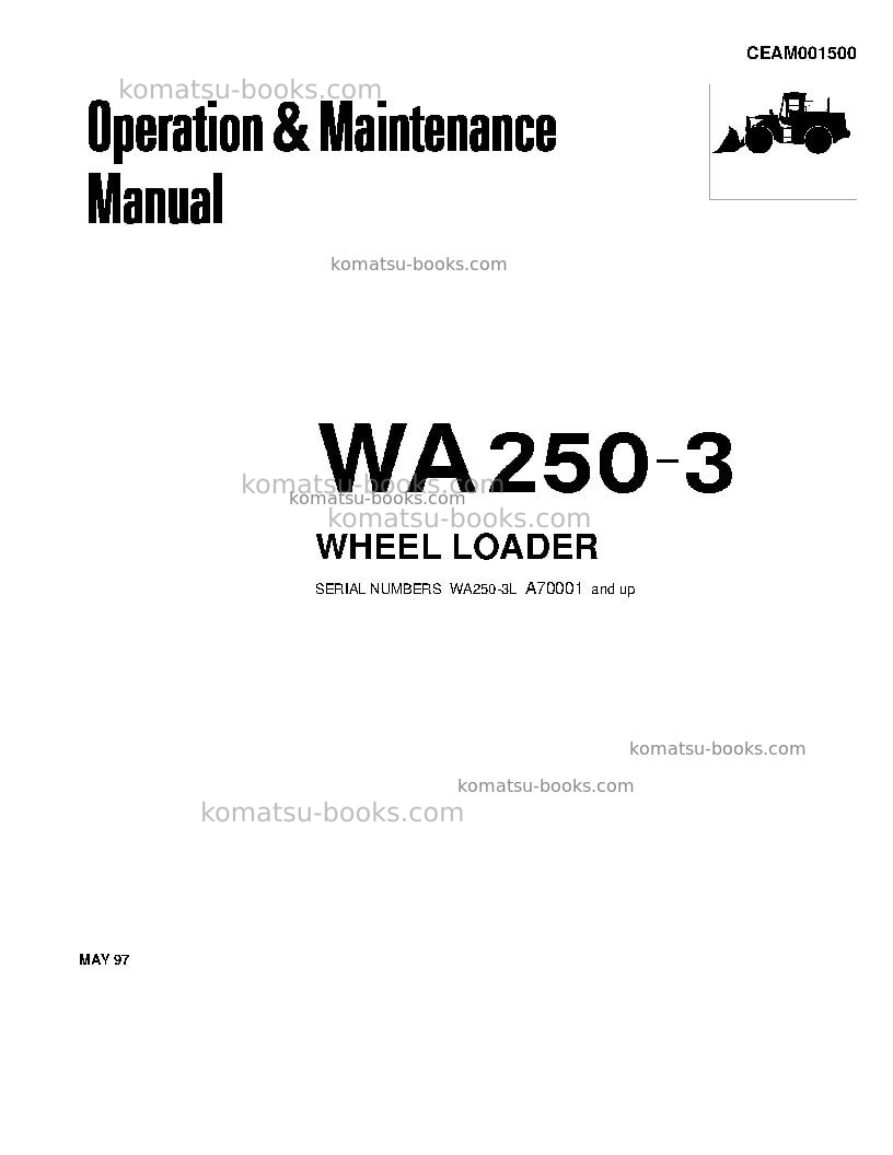 Komatsu wa250-3usa-l Operation manual cover