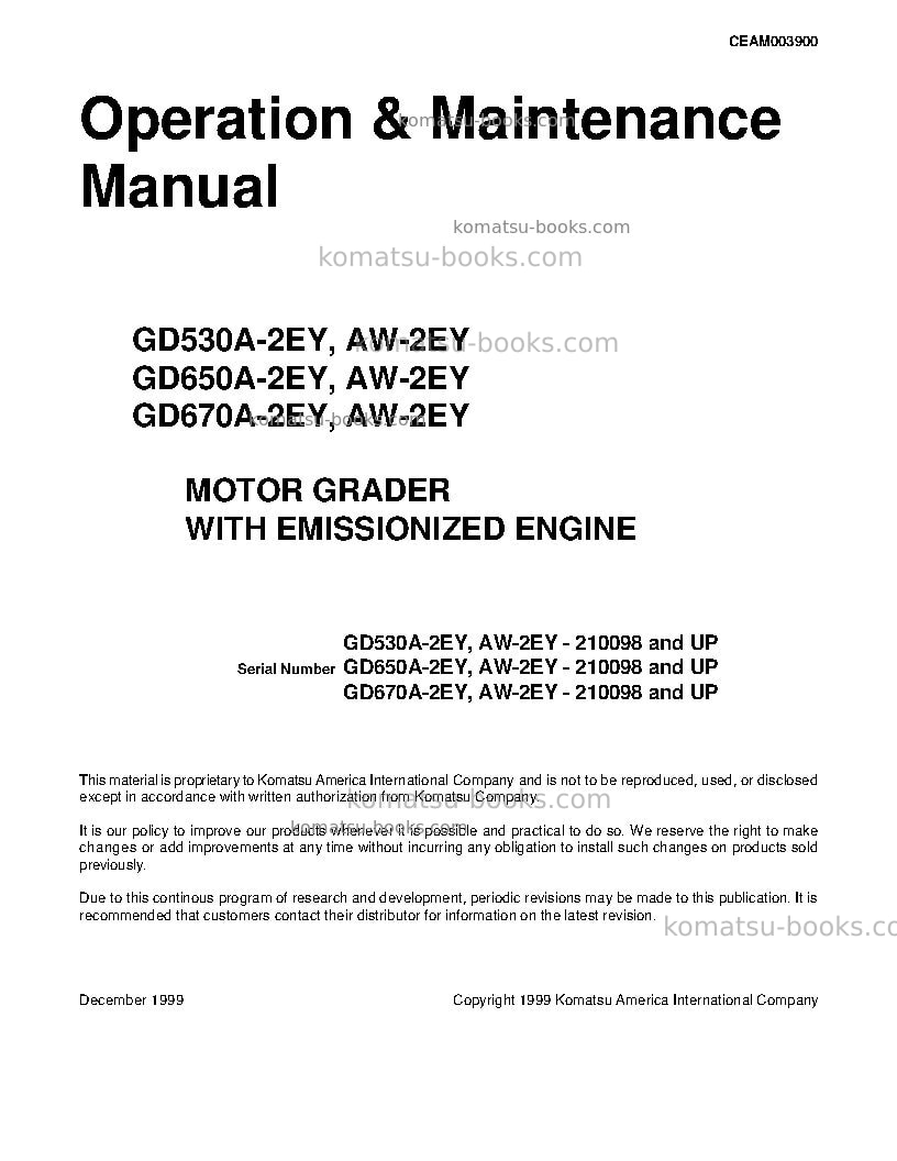 Komatsu gd650aw-2usa-e Operation manual cover Komatsu gd650aw-2usa-e Operation manual cover