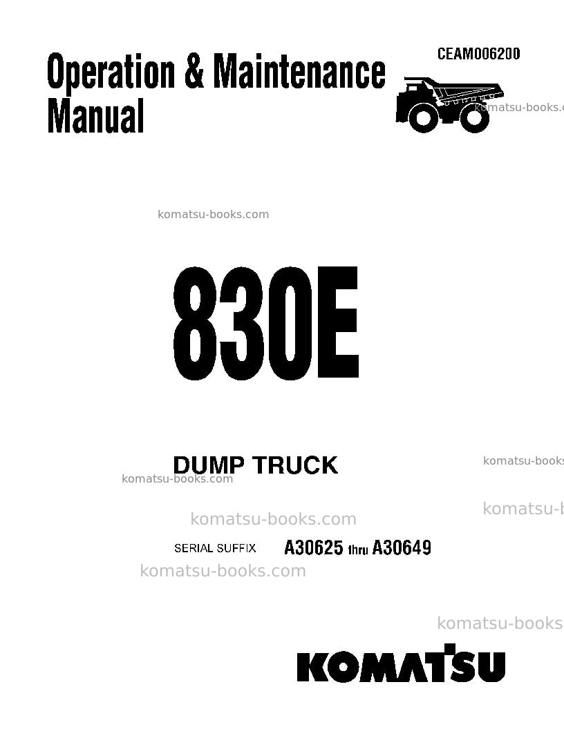 Komatsu 830eusa Operation manual cover