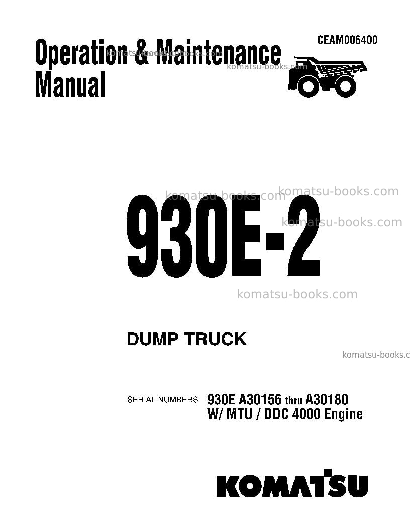 Komatsu 930e-2usa-5 Operation manual cover