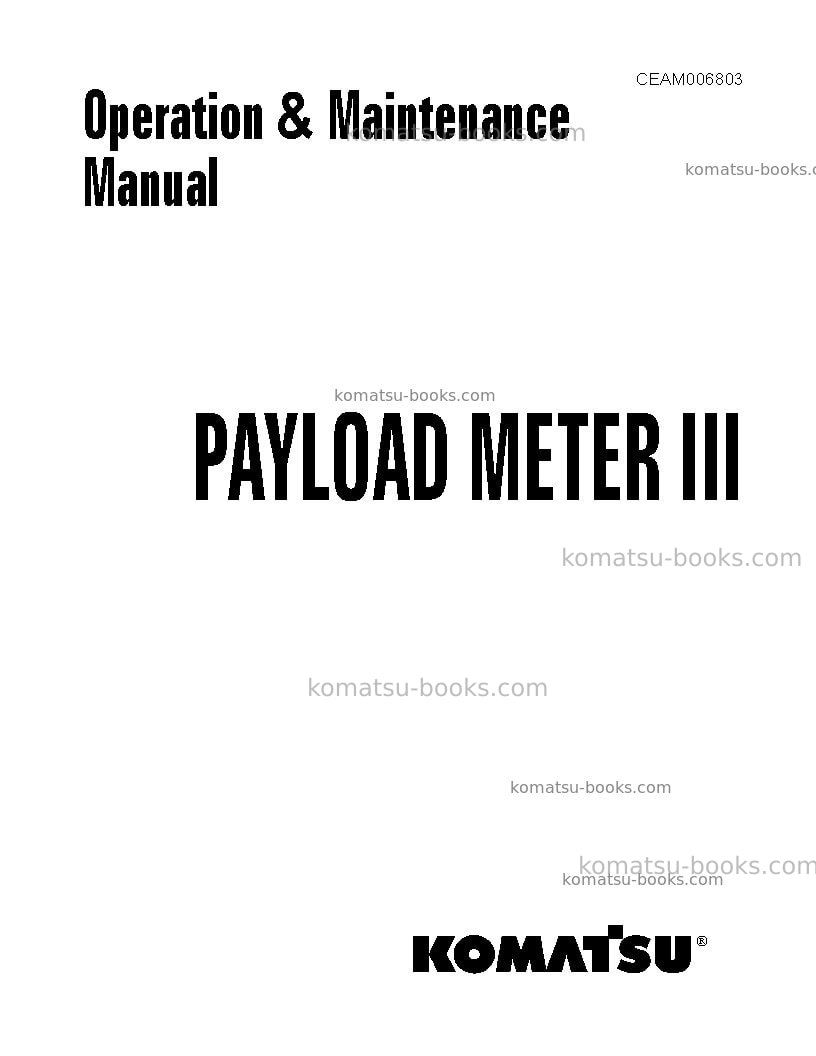 Komatsu plm iiiusa Operation manual cover