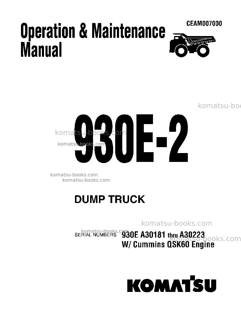 Komatsu 930e-2usa Operation manual cover