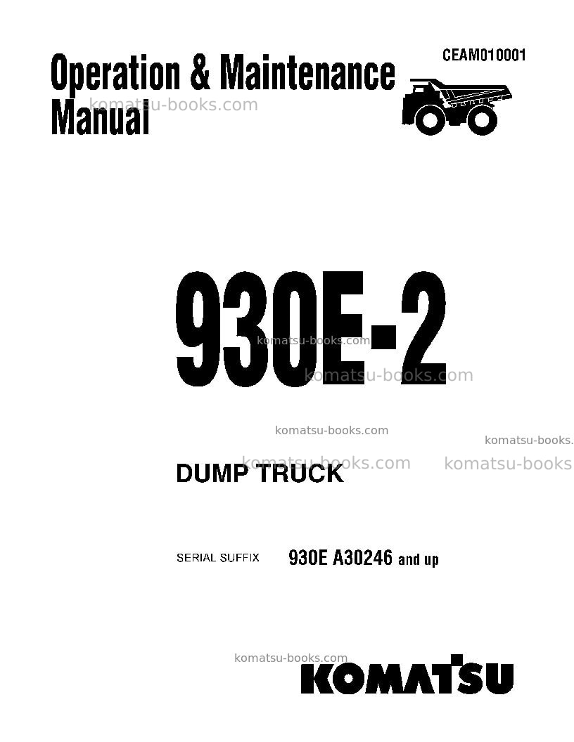 Komatsu 930e-2usa-3 Operation manual cover Komatsu 930e-2usa-3 Operation manual cover