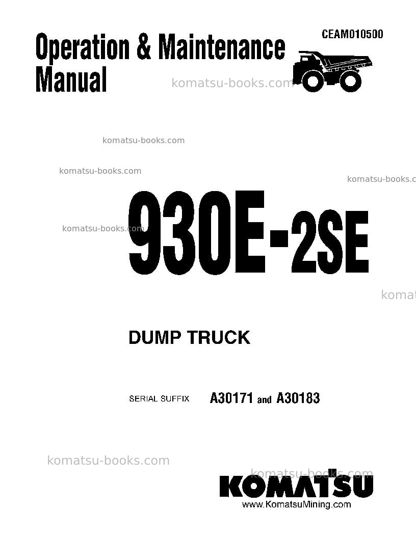 Komatsu 930e-2usa-se Operation manual cover