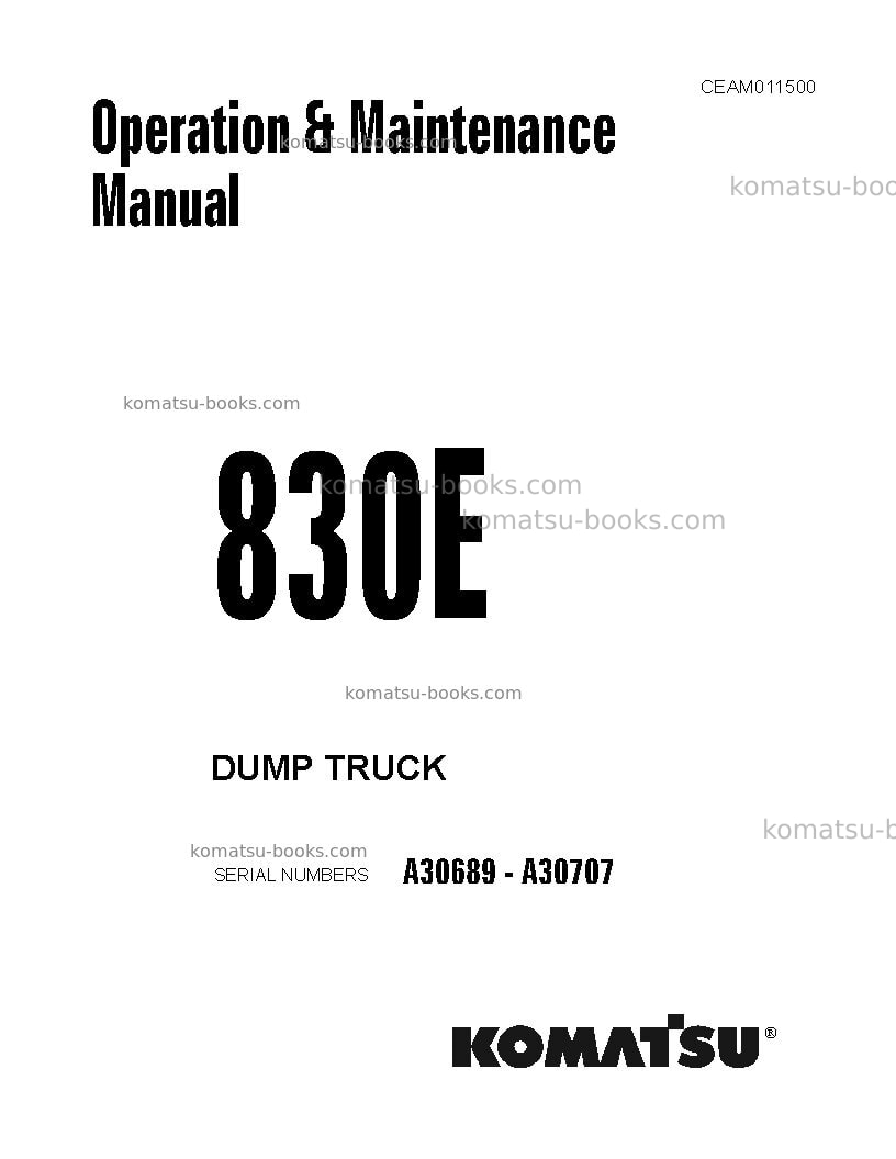 Komatsu 830eusa Operation manual cover