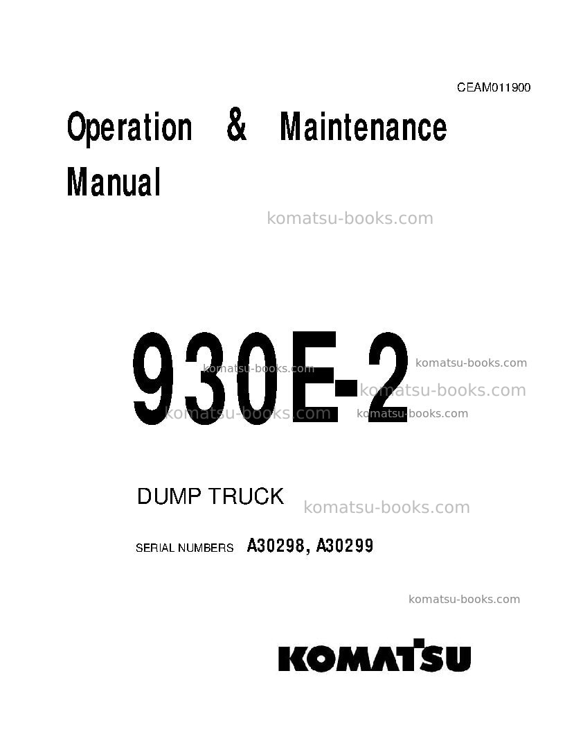 Komatsu 930e-2usa-3 Operation manual cover Komatsu 930e-2usa-3 Operation manual cover
